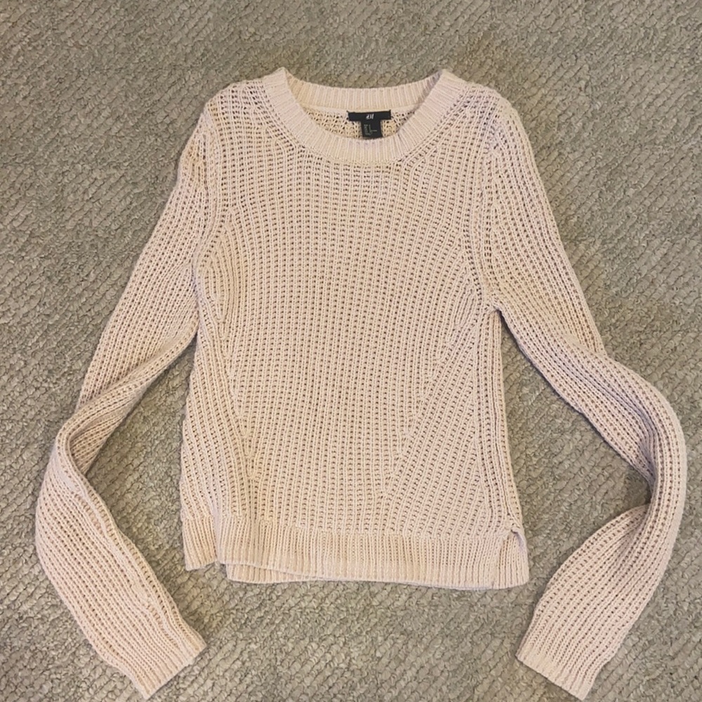 H&M Mauve Cropped Cable Knit Sweater Size S